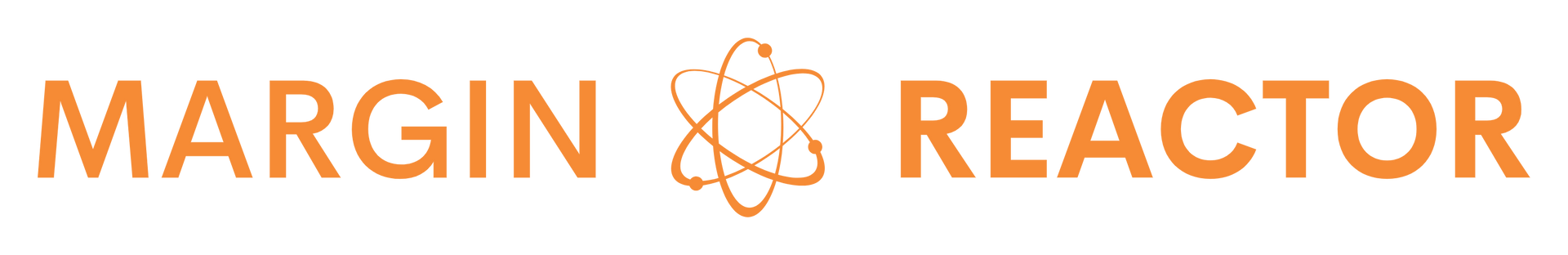 MARGN REACTOR, text with atom symbol in between, in orange.