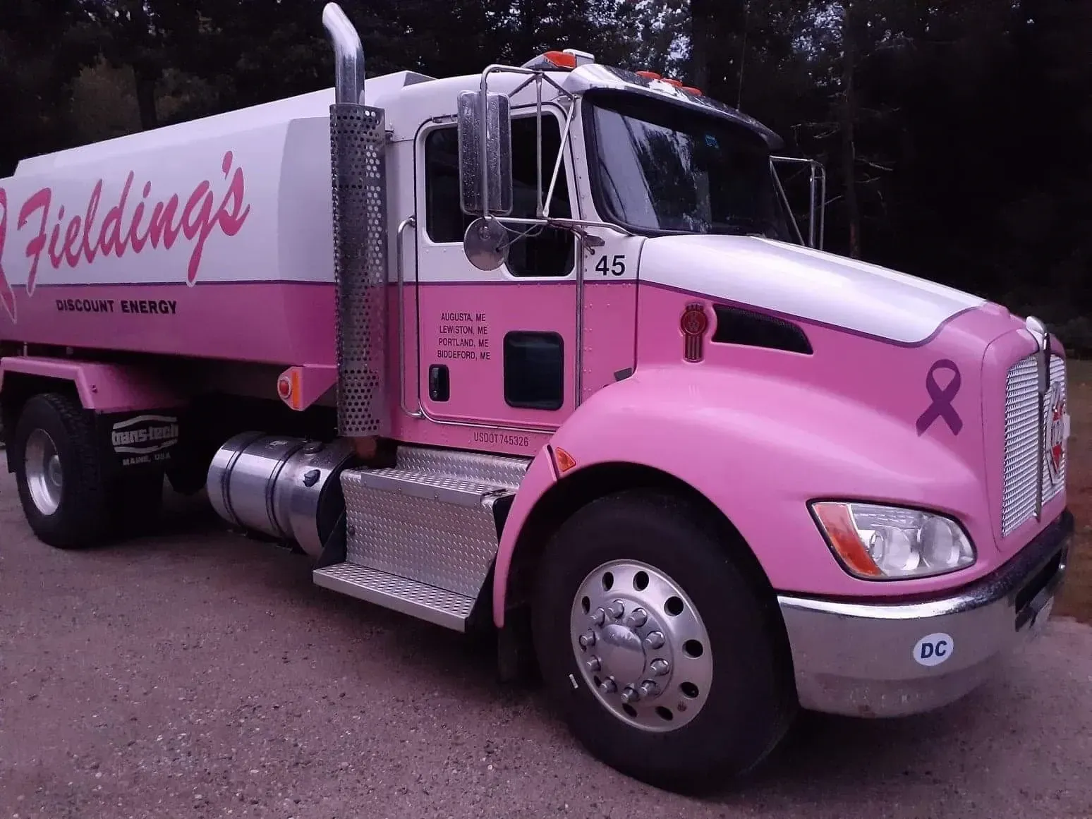 Pink Fielding's delivery truck parked outdoors