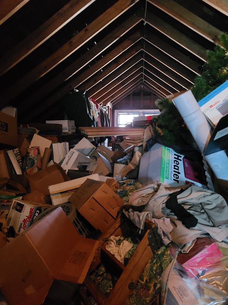 Attic before we started the attic cleanout in Chicago, il