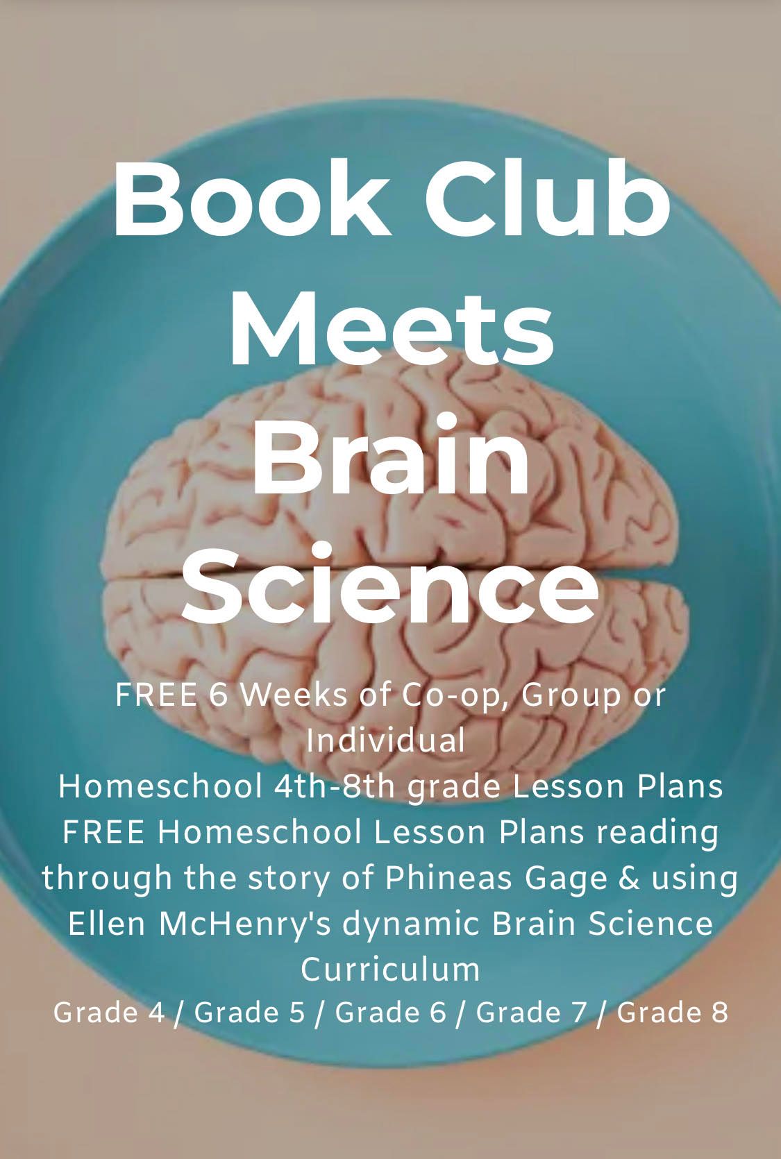 Book club flyer with brain graphic, teal background, and white text promoting neuroscience reading discussions