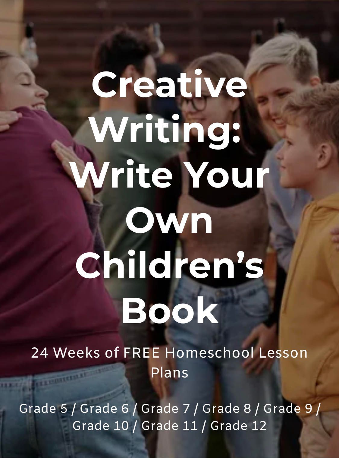Creative writing class flyer with children and text: “Write Your Own Children’s Book”