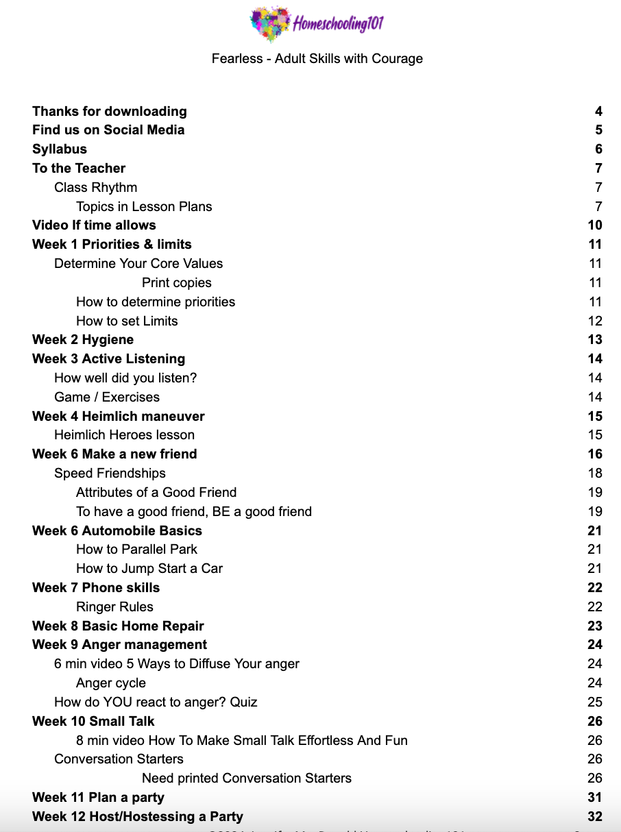 Blurry table of contents page with a colorful logo at top and numbered chapter entries down the page