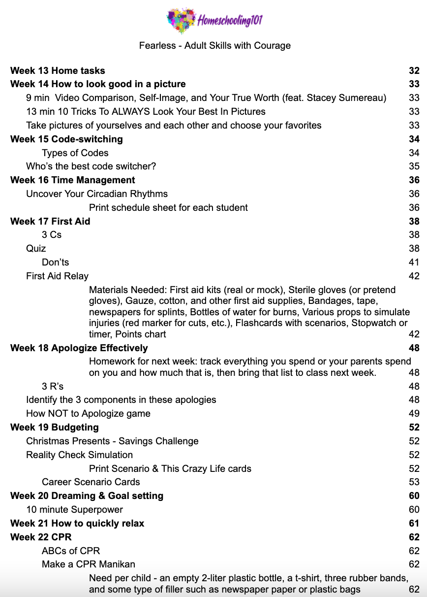 Blurry table of contents page with a colorful logo at top and multiple chapter entries with page numbers.