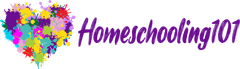 Colorful heart logo with purple “Homeschooling101” text