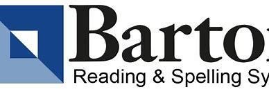 Barton Reading & Spelling Systems logo with blue square icon and black text on white background