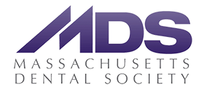 Logo for the Massachusetts Dental Society featuring a large purple