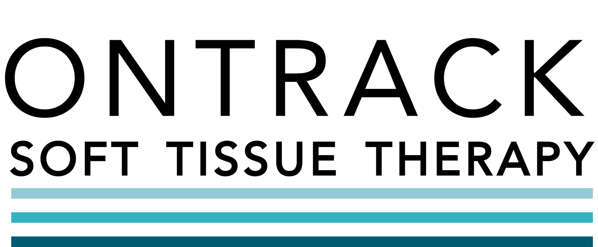 The logo for ontrack soft tissue therapy is black and blue.