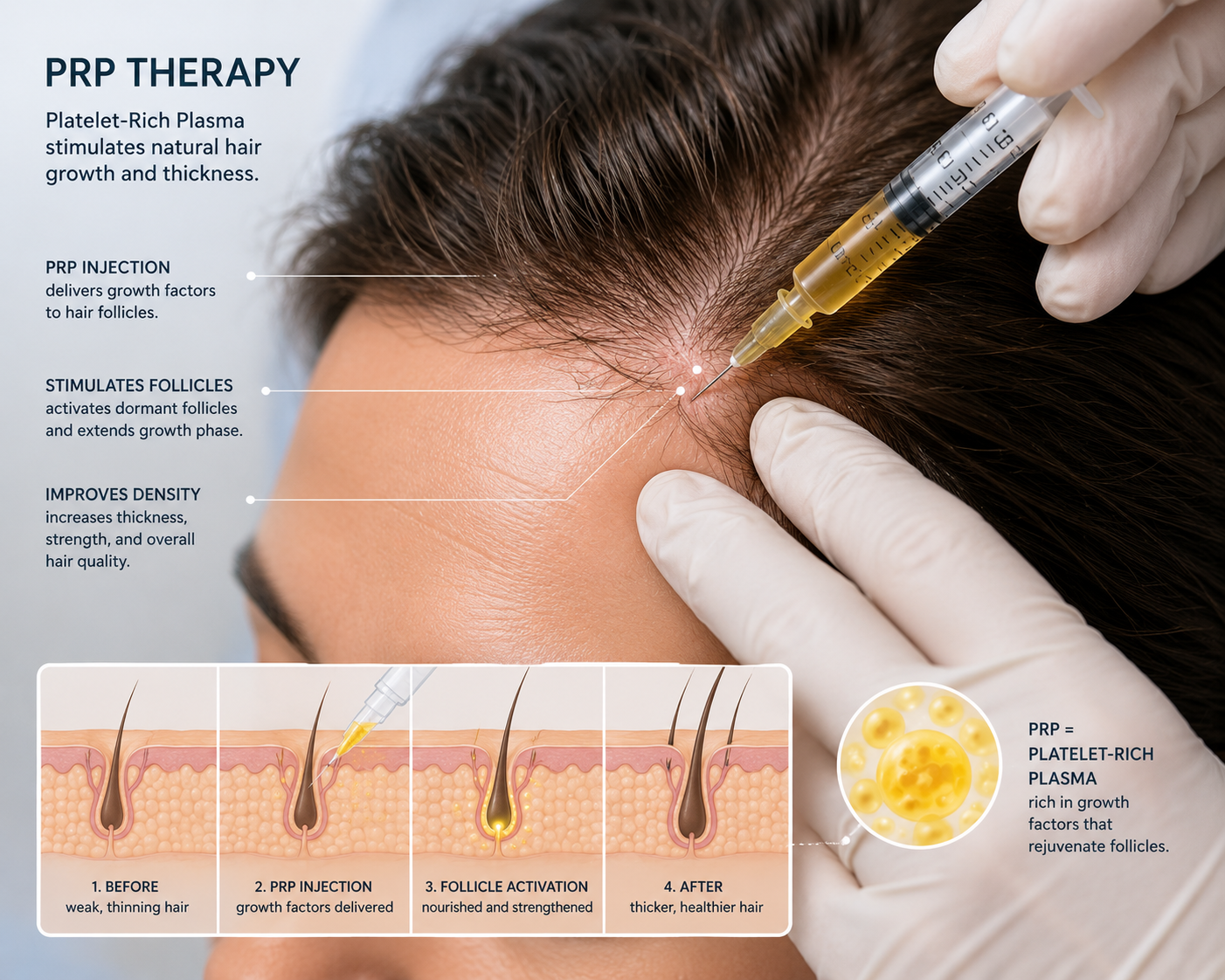 scalp therapy PRP injection hair regrowth process