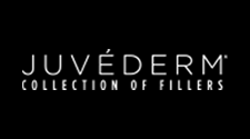 The logo for juvederm collection of fillers is on a black background.
