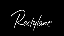 The restylane logo is white on a black background.