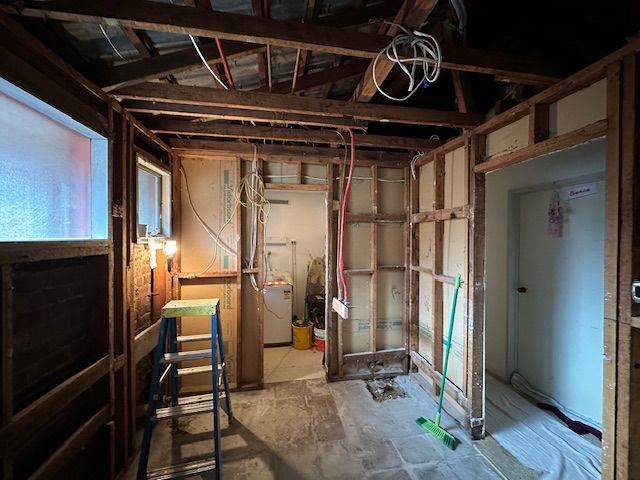 Interior construction; room stripped to wooden framing — Mezcon Renovations & Maintenance in Heidelberg, VIC