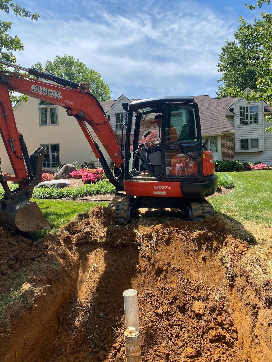Excavating for sewer line repairs | John Kline Septic Services