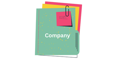 An illustration of a folder with the word company written on it.
