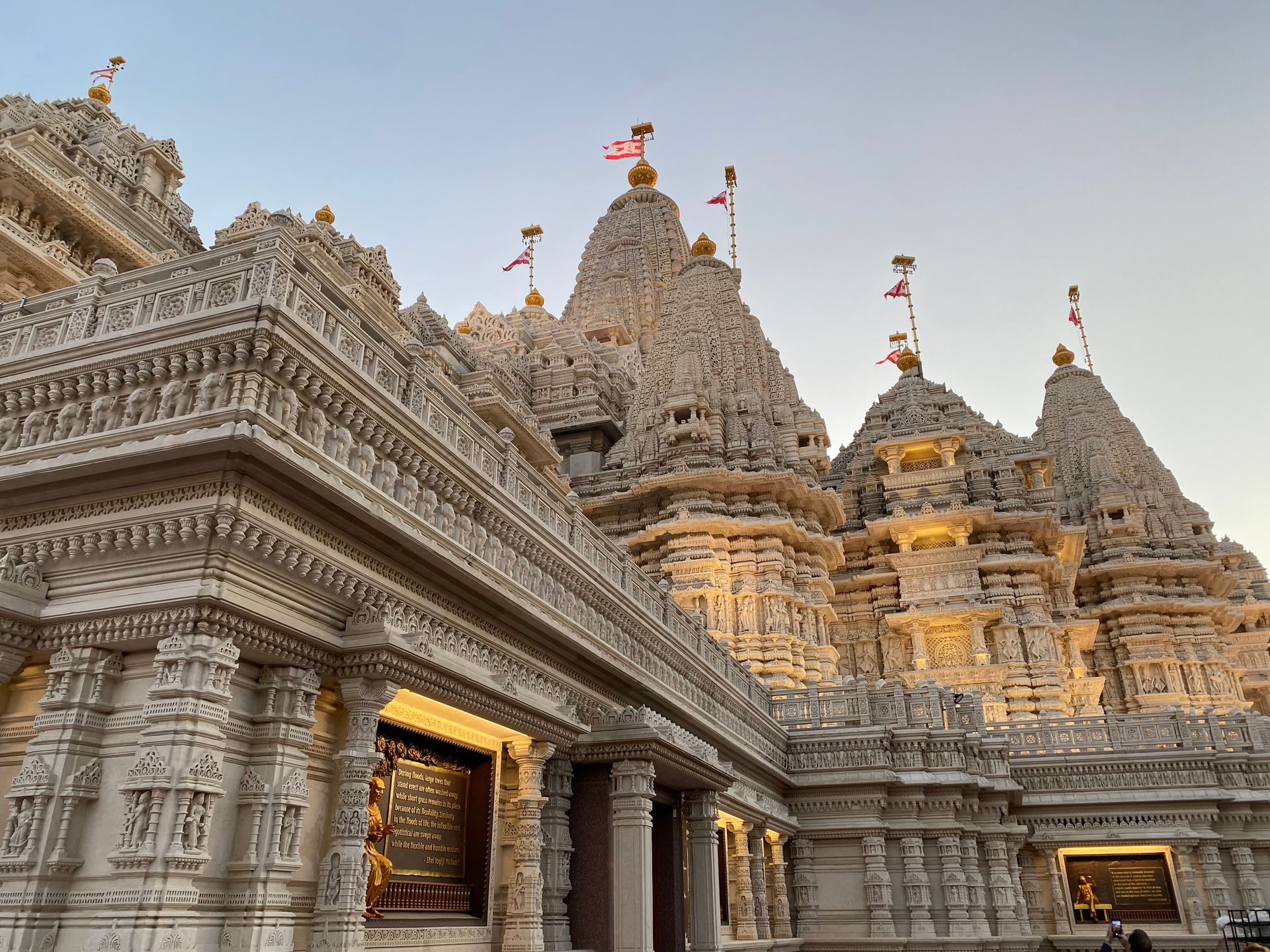 A large temple with a lot of statues on it