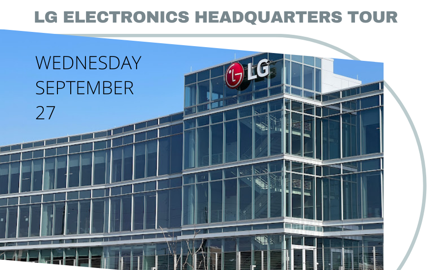 An advertisement for an lg electronics headquarters tour