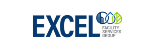 The excel facility services group logo is blue and green