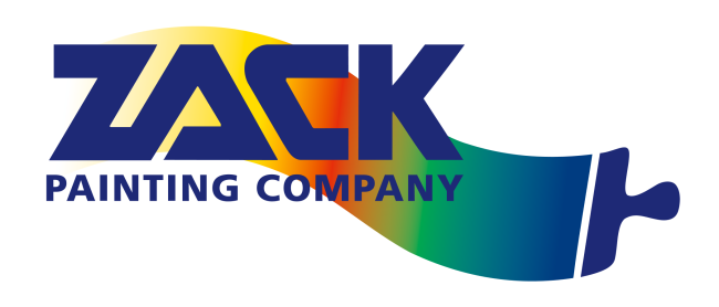 A logo for zack painting company with a paint brush
