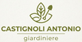 Logo con icona di pianta verde e testo “CASTIGNOLI ANTONIO” sopra “giardiniere” su sfondo bianco.