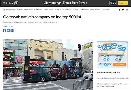 a blue sign that says inc 500 america 's fastest growing private companies