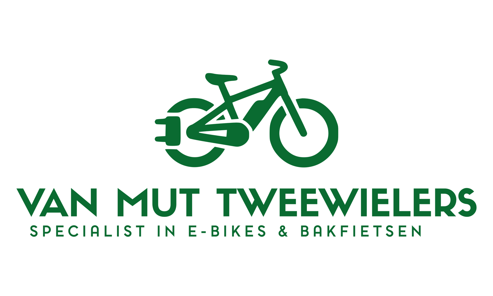 Logo voor Vanmut, een e-bike service. Het logo toont een fietsicoon en tekst op een gele achtergrond, met witte tekst aan de rechterkant.