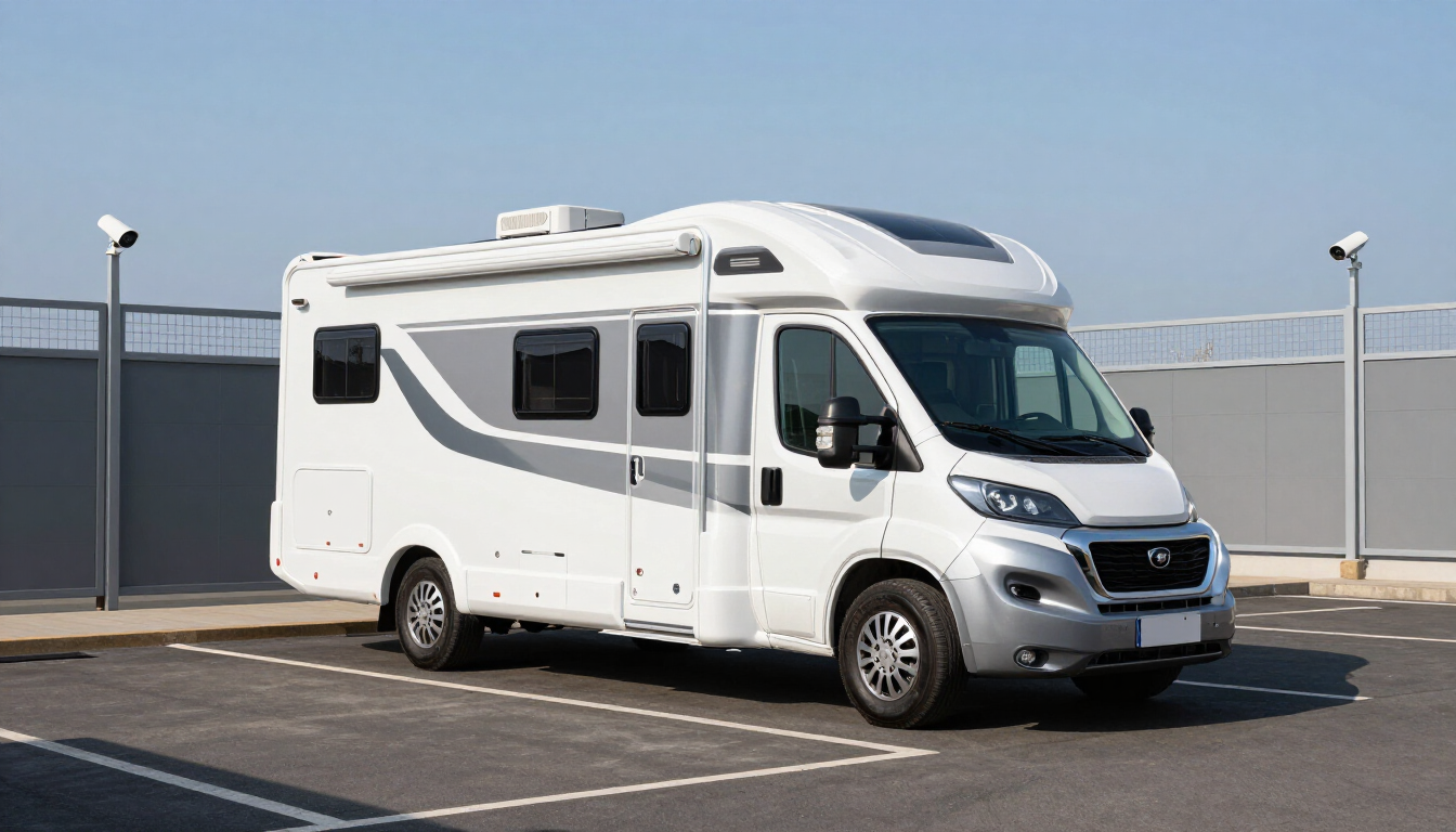 RV parked in a storage facility