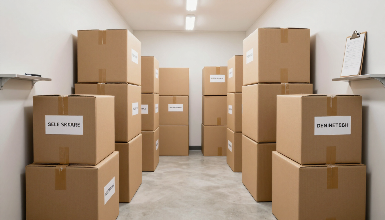 Clean and organized self storage unit interior