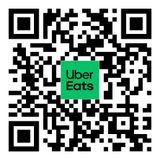 QR code for Uber Eats, green logo in the center. QR code for Uber Eats, green logo in the center.