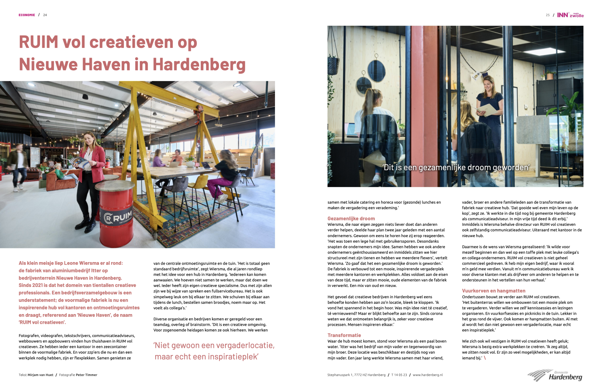 RUIM in het ZON magazine over de transformatie van fabriek naar creatieve hub