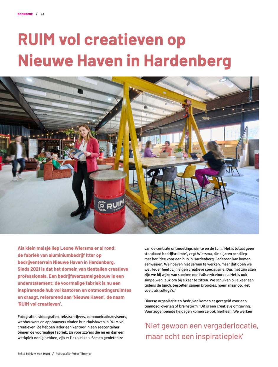 RUIM in het ZON magazine over de transformatie naar creatieve hub