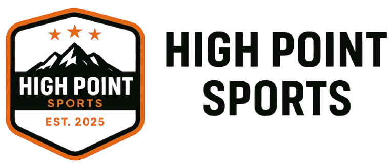 High Point Sports logo with shield icon, orange and black colors, and &ldquo;EST. 2025&rdquo; text