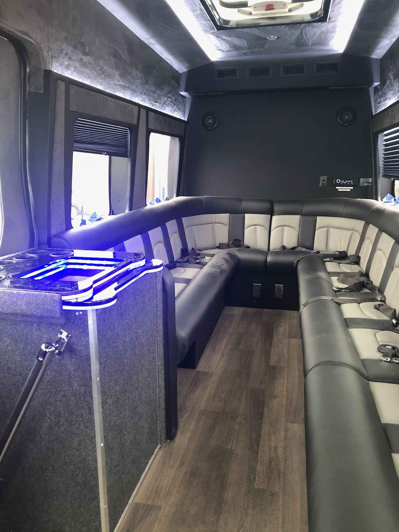 Interior View of one of East End Wine Tasting Tours' Limo Style Vans