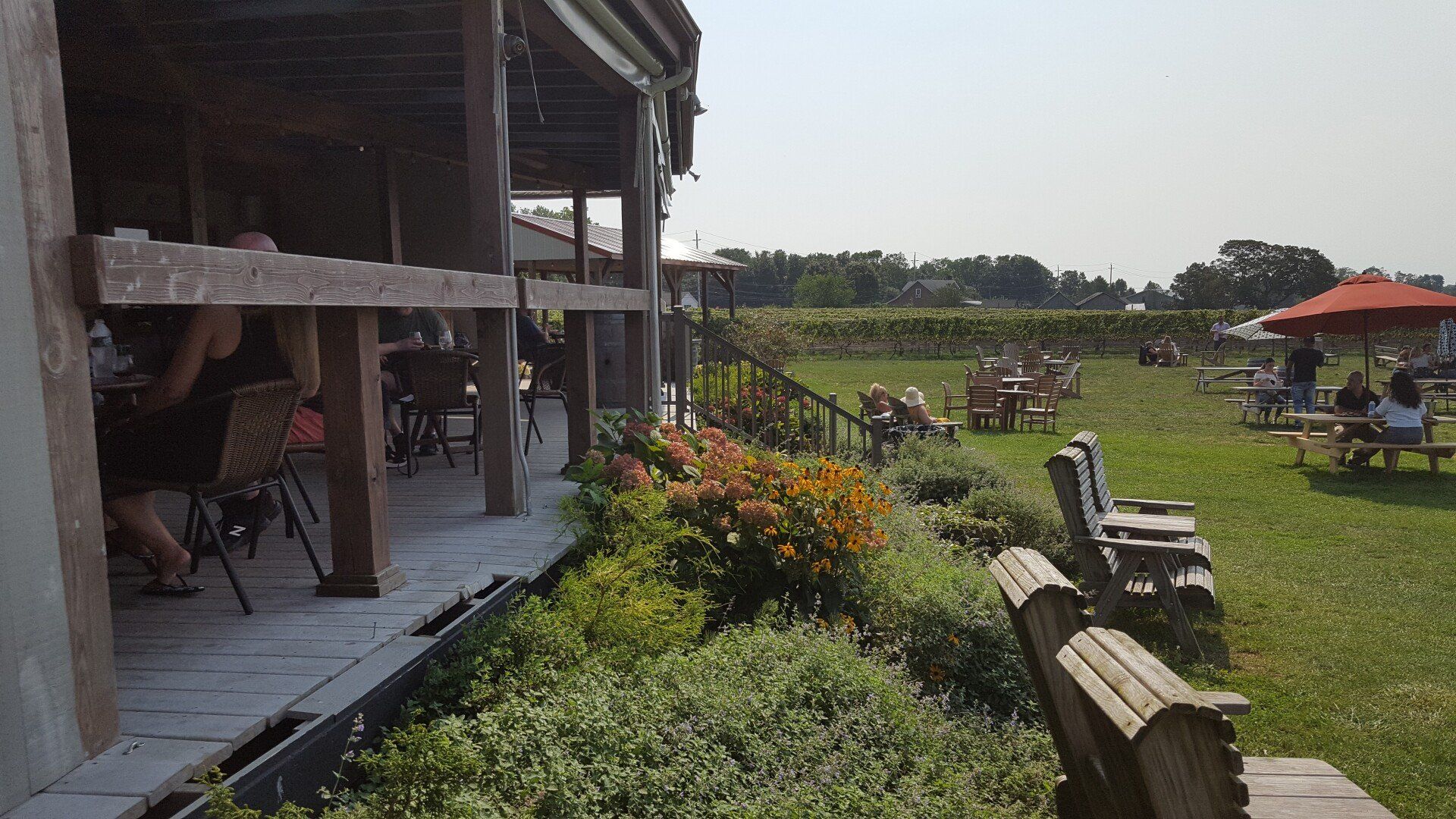 Long Island wine tasting tours at Palmer Vineyard Rear Deck Yard