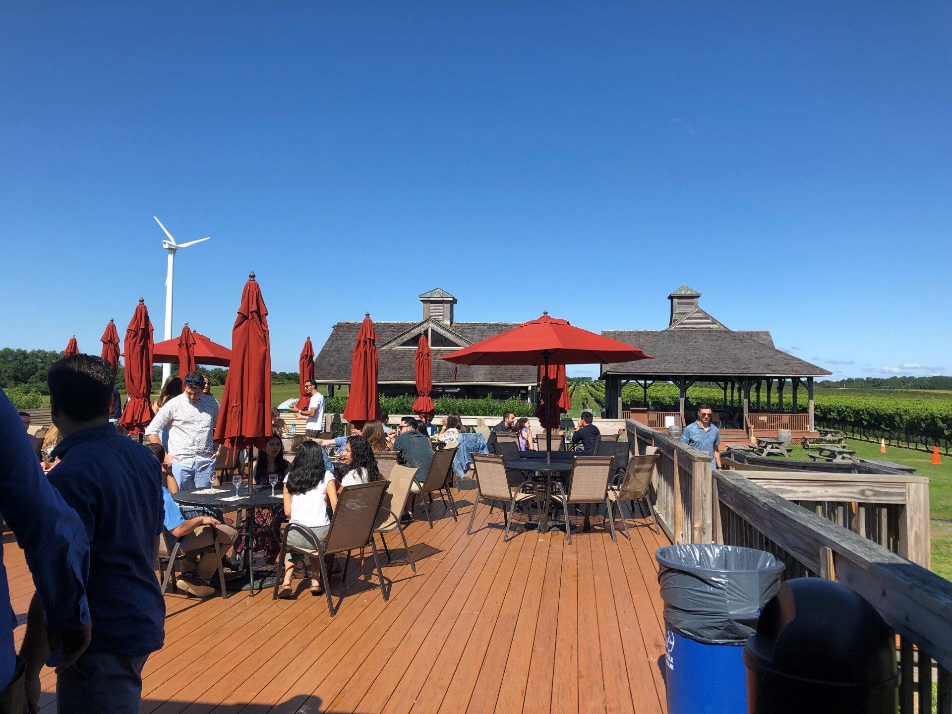 Pindar Vineyard Rear Deck overlooking the Vines with NYC Corporate Group