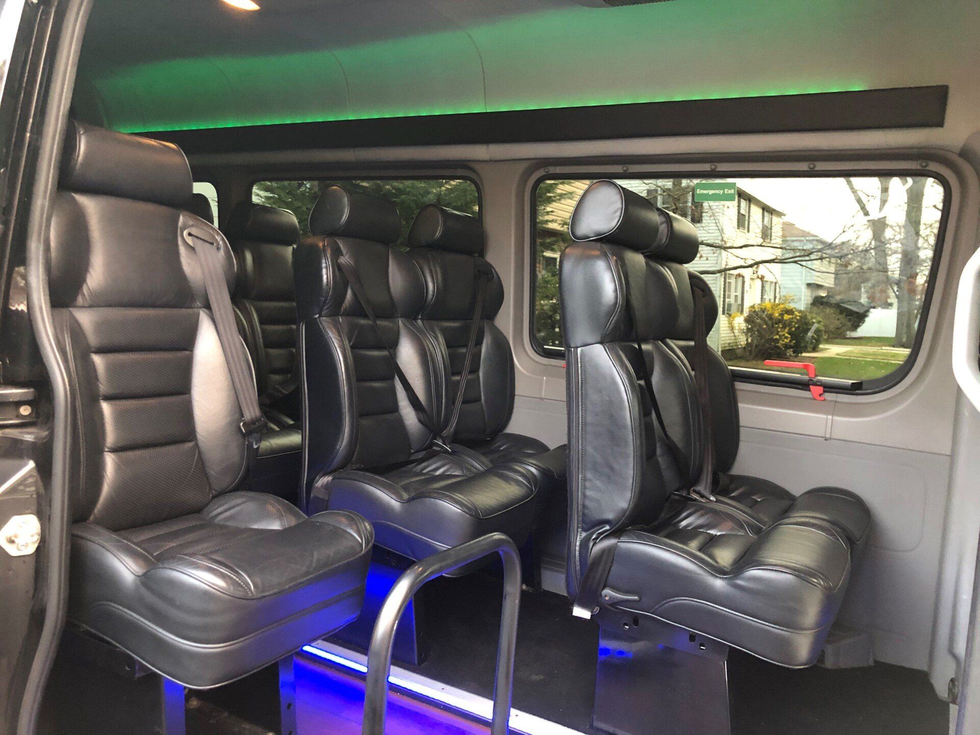 Interior of one of East End Wine Tasting Tours' Shuttle Vans