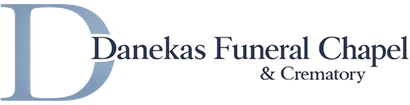 Danekas Funeral Chapel & Crematory logo with blue D and gray text