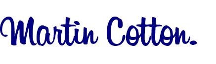 The name martin cotton is written in blue on a white background.