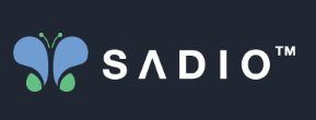 A logo for sadio with a butterfly on it
