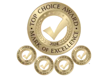 A gold top choice award mark of excellence logo