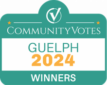 A sticker that says community votes guelph 2024 winners