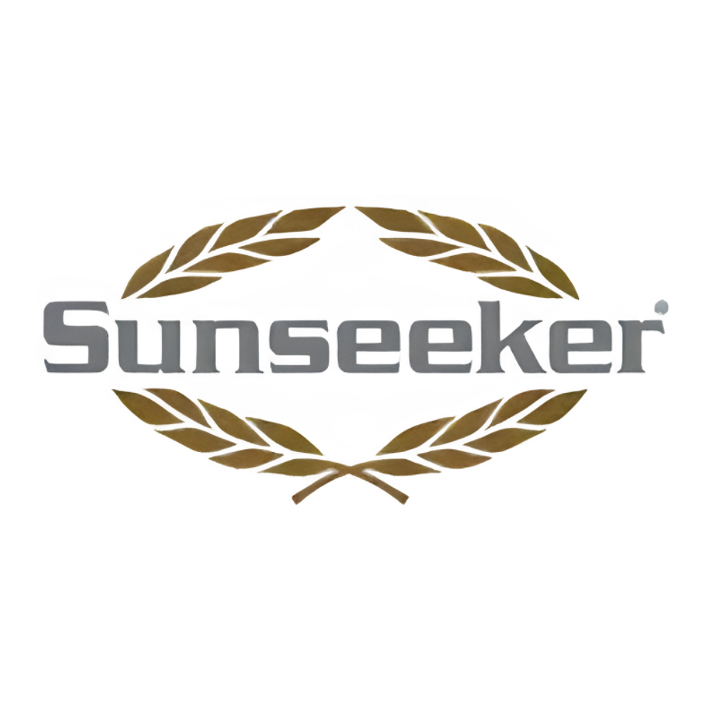 Sunseeker logo with gold wheat-like branches surrounding the gray company name.