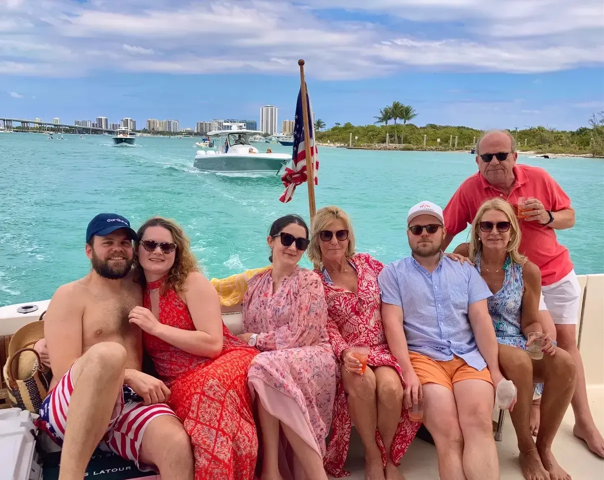Executive team networking on luxury yacht