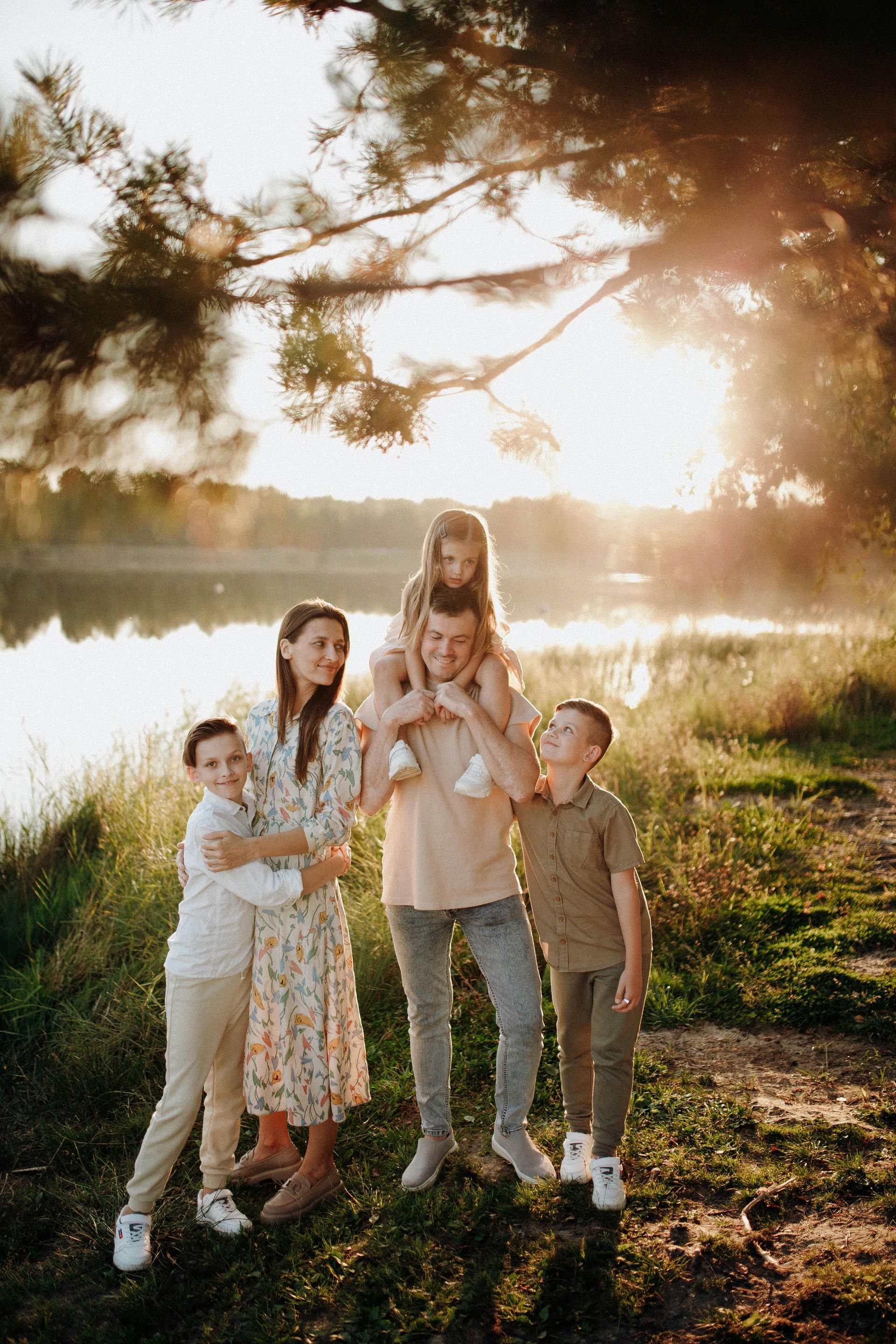 family by the creek