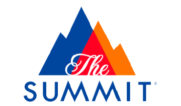 A logo for the summit with a mountain in the middle