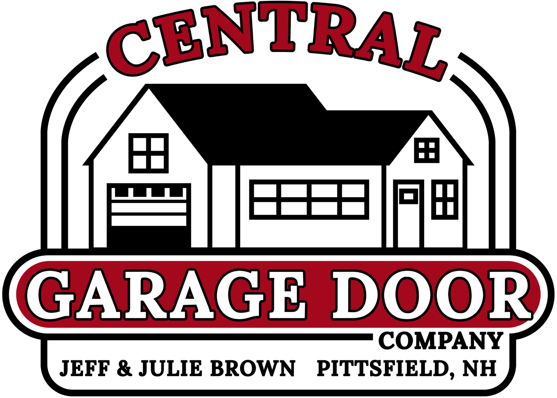 Central Garage Door Company logo: house graphic above text