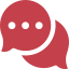 Red speech bubbles with three dots, indicating a conversation or chat.