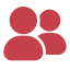 Red icon of two overlapping human figures, representing people or a group.