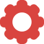 Red gear icon with a white center.