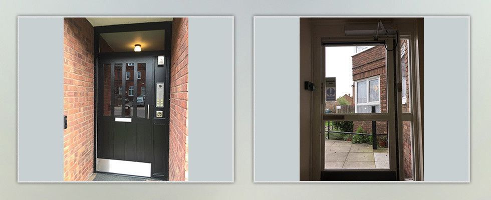 a picture of a door and a picture of a window