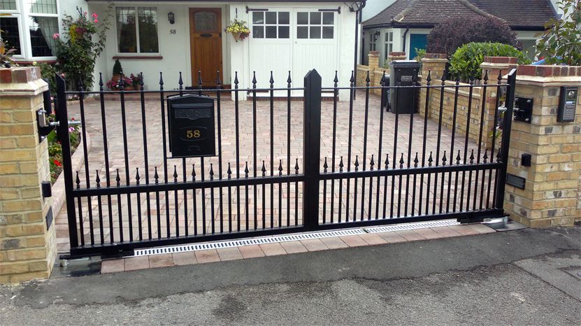 a black gate with the number 58 on it