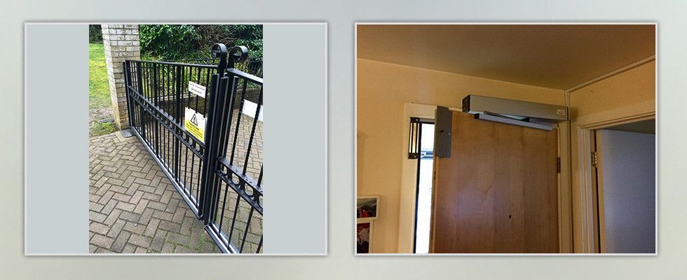 a picture of a gate and a picture of a door